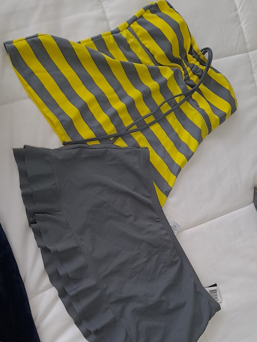 Old Navy Yellow and Gray Striped Mini Skirt Set